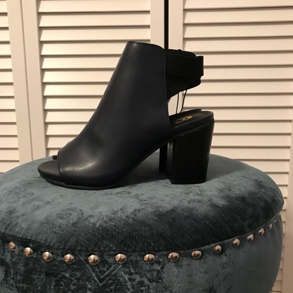 navy open toe booties